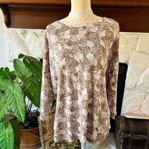 J. Jill Tan and Cream Floral Lace Women Tunic Top Size 2X